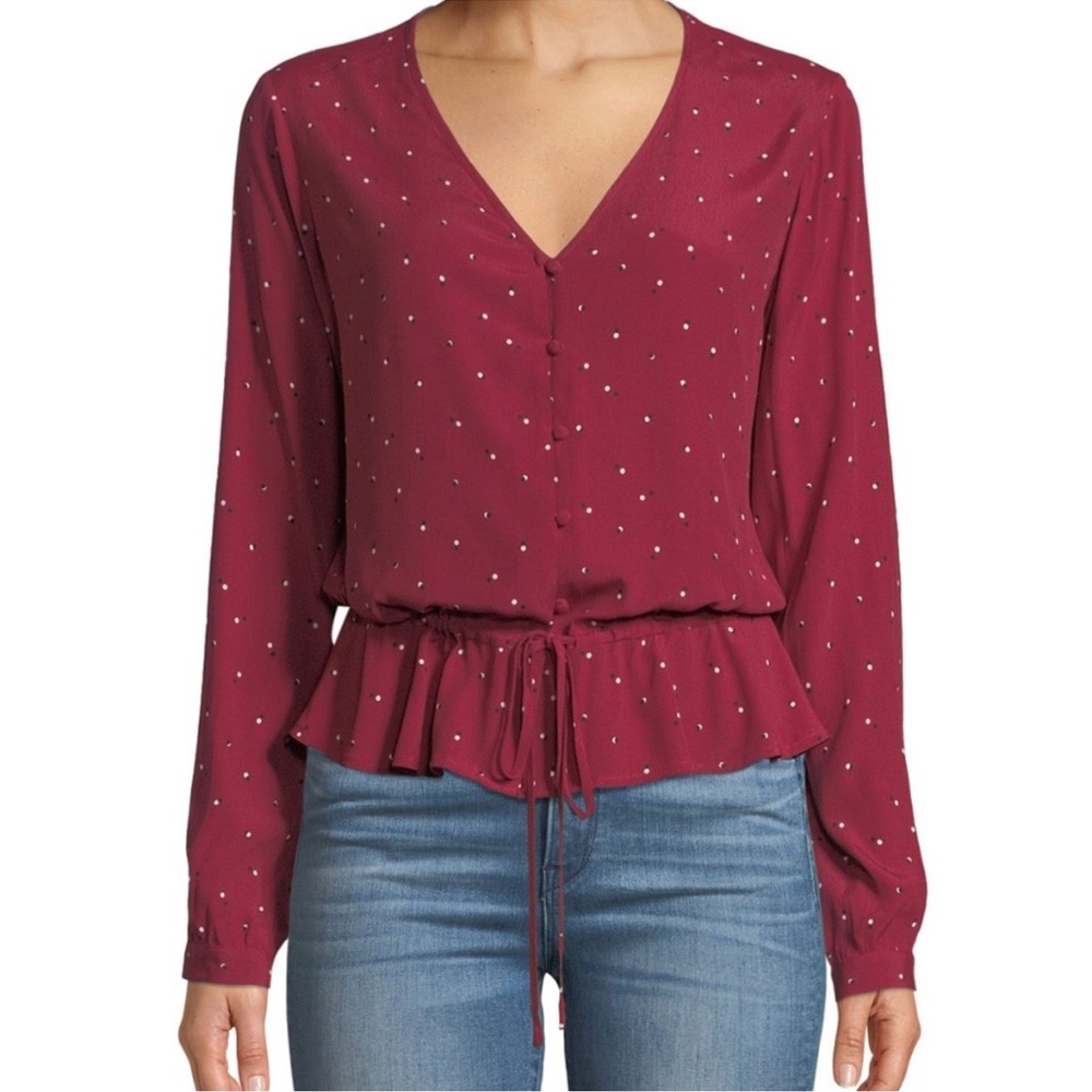 Rails Beaux Offset Dot Button Front Ruffle Nwt - image 1